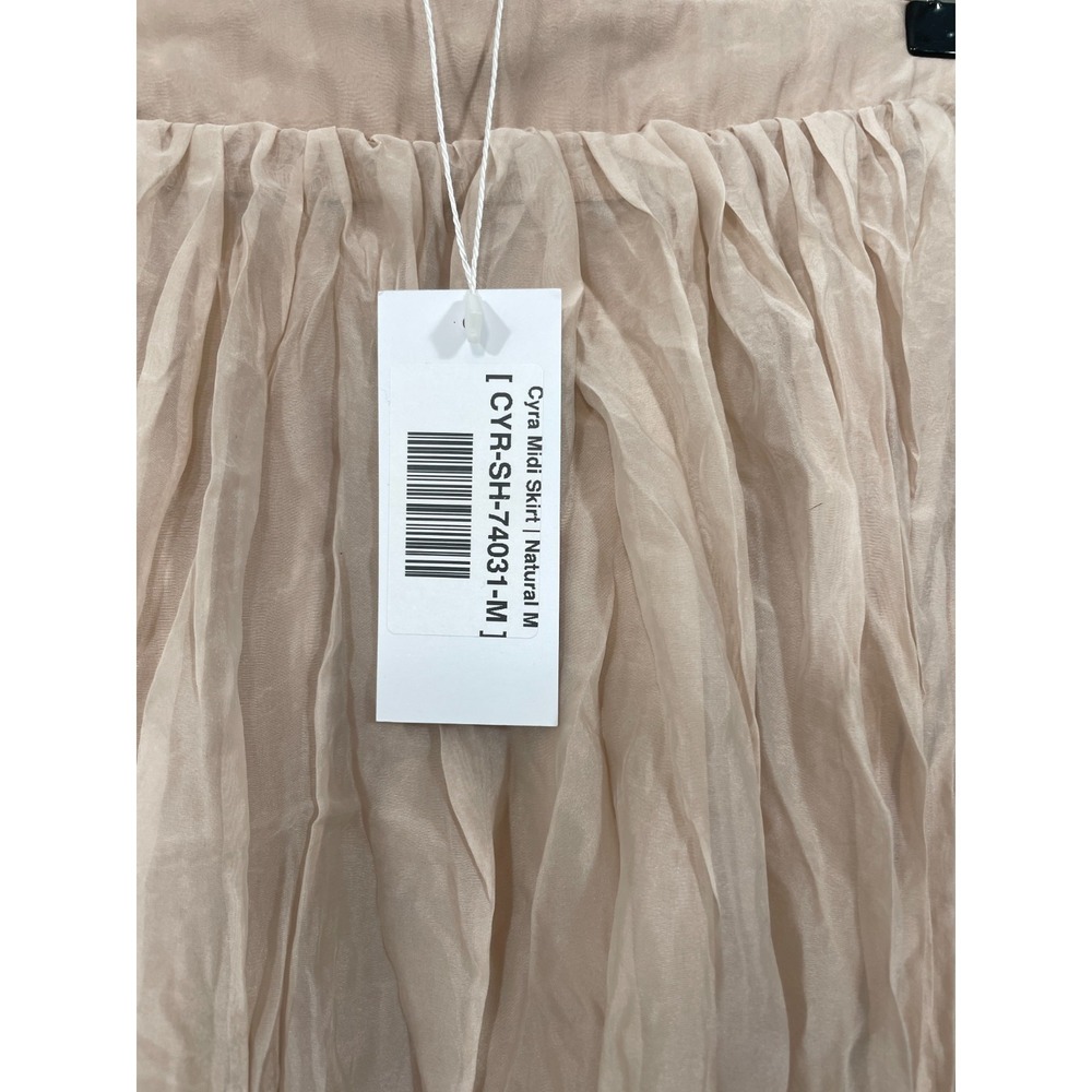 NWT Baltic Born‎ Cyra Midi Skirt Size M Natural Beige Crinkled Pleated Lined NEW - Picture 3 of 9